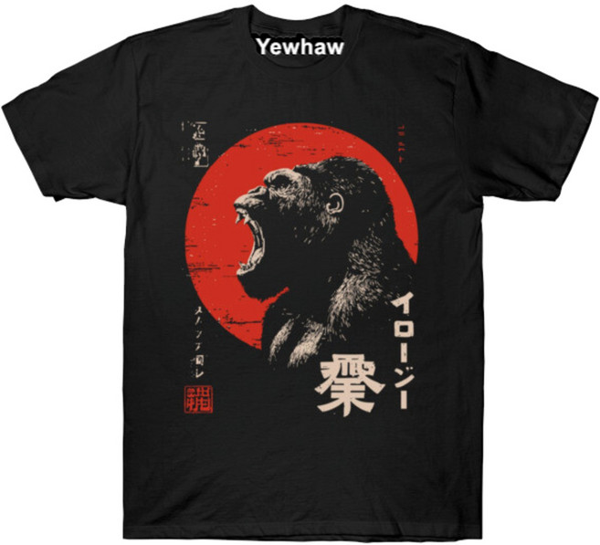 Angry Gorilla Japanese Print - Urban Folklore Mythpunk Art 반팔티 Gorillaz Band 티셔츠