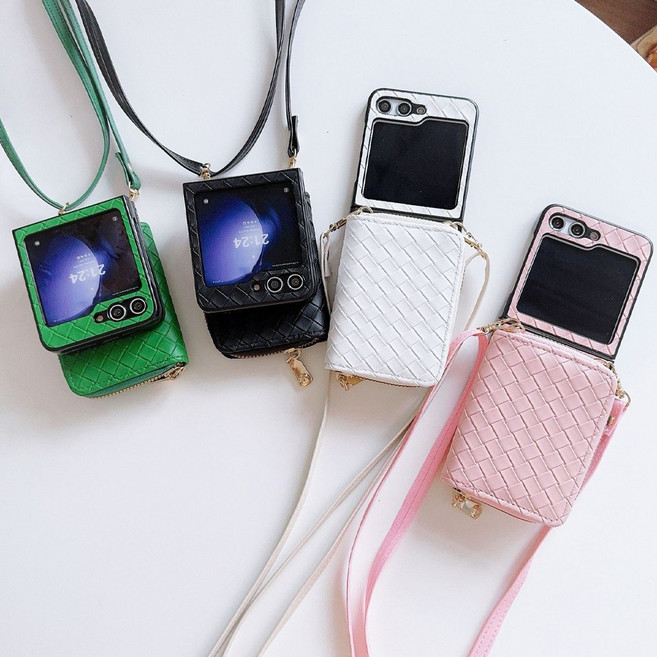 대용량 카드 수납 지갑 목걸이 스트랩 단색 가죽 Z플립 폰케이스/Z플립7 케이스/지플립 제트플립 ZFLIP 7_Z162D