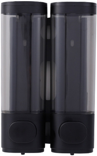 러빙랩 욕실 샴푸 린스 바디워시 디스펜서 벽걸이형 접착식 물비누통, 블랙, 2구