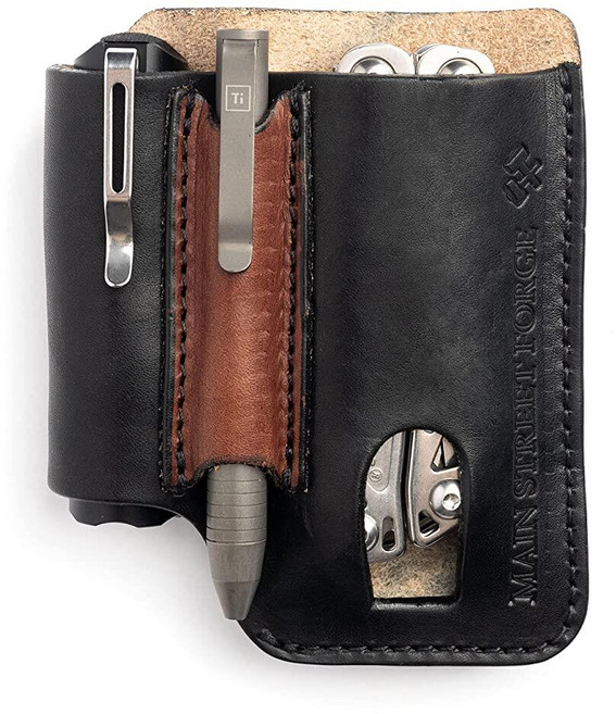 미국산 가죽 남성용 멀티툴 시스 홀스터 가죽맨 거버 SOG 멀티툴용 포켓 정리함 나이프 멀티 손전등 홀더, 미드나잇 블랙, 1개