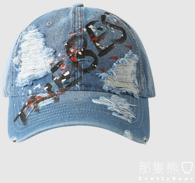 ScottyBear 那隻熊 牛仔棒球帽 水洗 軟頂 油漆 破洞