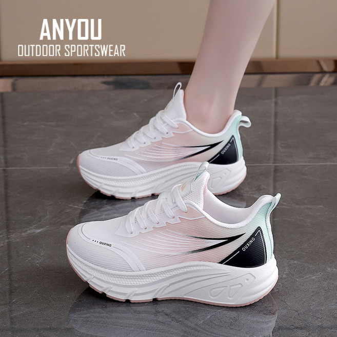 ANYOU 여성 런닝화 패션 통굽키높 캐주얼 초경량 운동화 발편한 워킹화