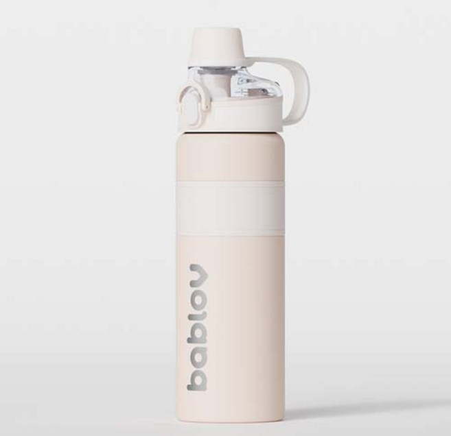 바블로브 보온보냉 대용량 원터치빨대 316스텐텀블러 650ml, 1개, 밀크화이트