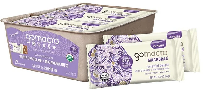 GoMacro MacroBar 유기농 비건 스낵 바 - 그래놀라 + 코코넛 65.2g2.3온스 바 12개, 화이트 초콜릿 + 마카다미아 너트 - 쿠팡