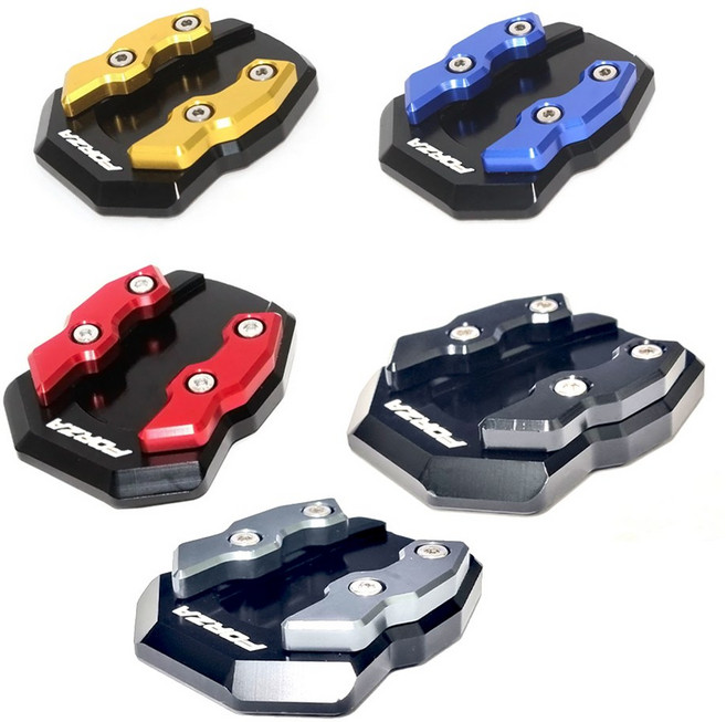 셀렉트템 FORZA 포르자350 호환 18년이후 사이드 스탠드클립 말발굽 확장패드 발판 삼각대 커버, 1개, 블랙