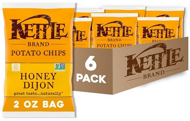 Kettle Brand 감자칩 허니 디종 케틀칩 스낵백 (6팩) Potato Chips Honey Dijon Kettle Chips Snack Bag (6Pack), 342g, 1개