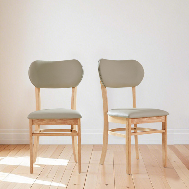 [리비니아] 고트 원목 식당의자 카페의자 가죽의자 식탁의자 1+1개 / 2colors, 2개, 내츄럴