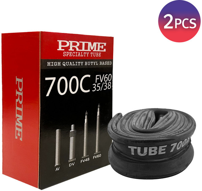 [1+1] 프리미엄 자전거 튜브 700C (FV 60mm / 35-38C 호환), 1개