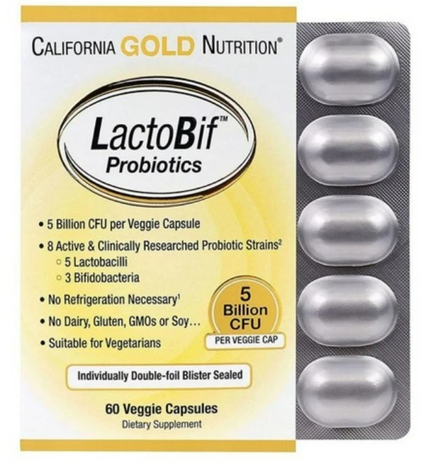 CGN 캘리포니아골드뉴트리션 락토비프 50억 베지캡슐 유산균 프로바이오틱스 CFU LactoBif, 1개, 기본, 60정 - 쿠팡
