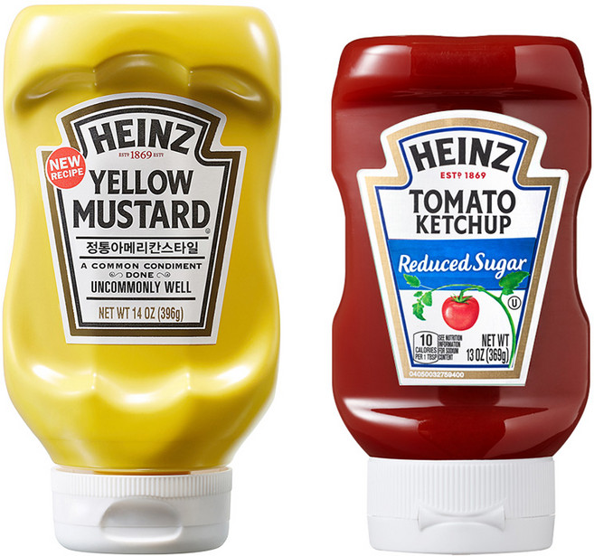 하인즈 리듀스드 케첩 369g + 옐로우머스타드396g, 1세트
