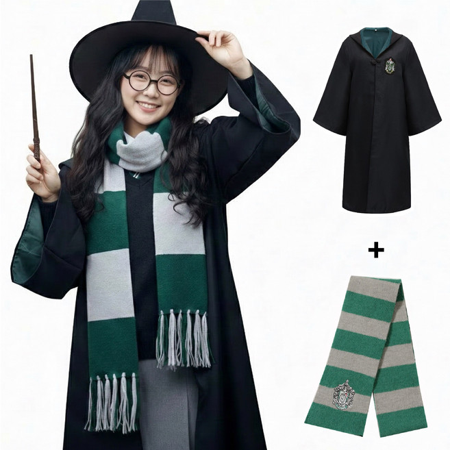 [청춘교복] 고퀄리티 해리포터 2종세트 로브+머플러 코스프레 할로윈 마법사 졸사 졸업사진