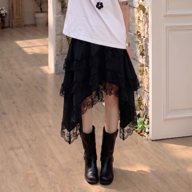 스타일원 레이스 프릴 캉캉 미니 스커트 언발 레이어드 치마