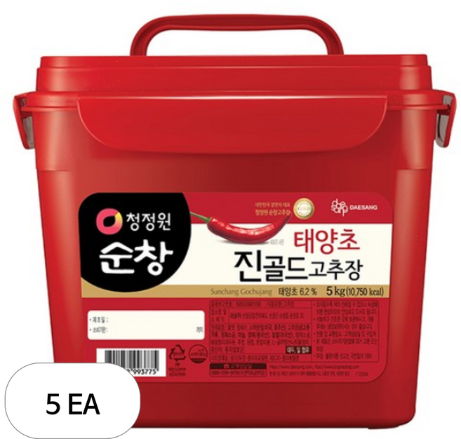 청정원순창 진골드고추장, 5kg, 5개