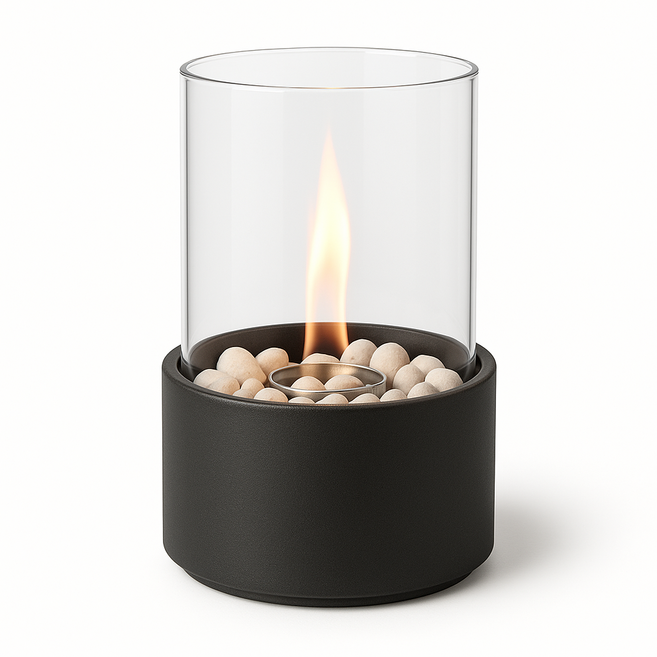 미니 화로 난로 무연 불멍 인테리어 테이블용 감성 홈캠핑 실내 알코올 미니난로, 1개, 블랙화로 세트(+연료1, +점화기 포함)