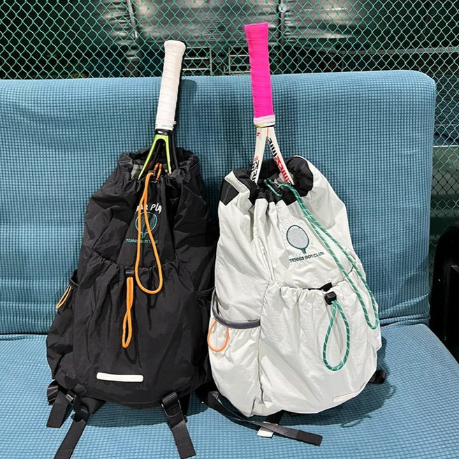 이레이룸 경량 테니스 베드민턴 가방 백팩, 블랙, 1개