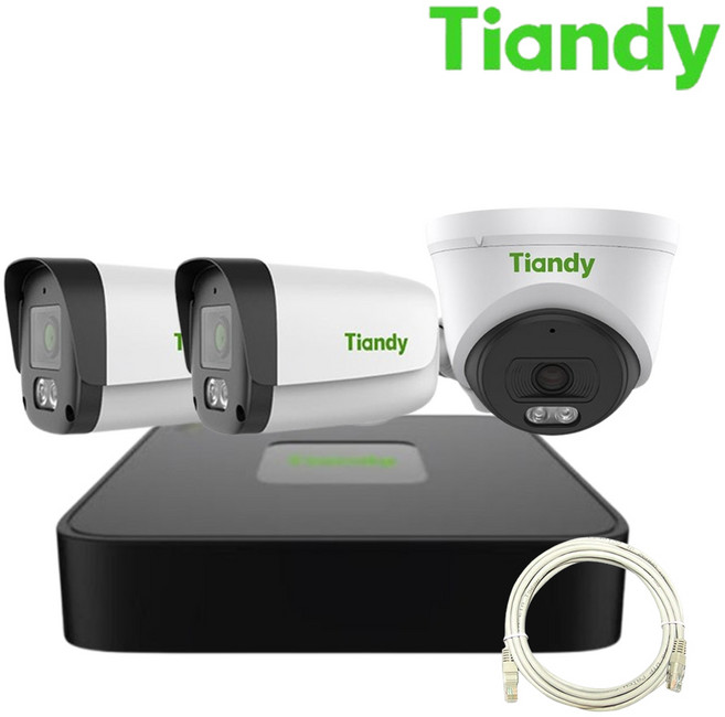 Tiandy 200만화소 네트워크 IP카메라 자가설치 세트 실내 1대 실외 2대 하드미포함, 1개