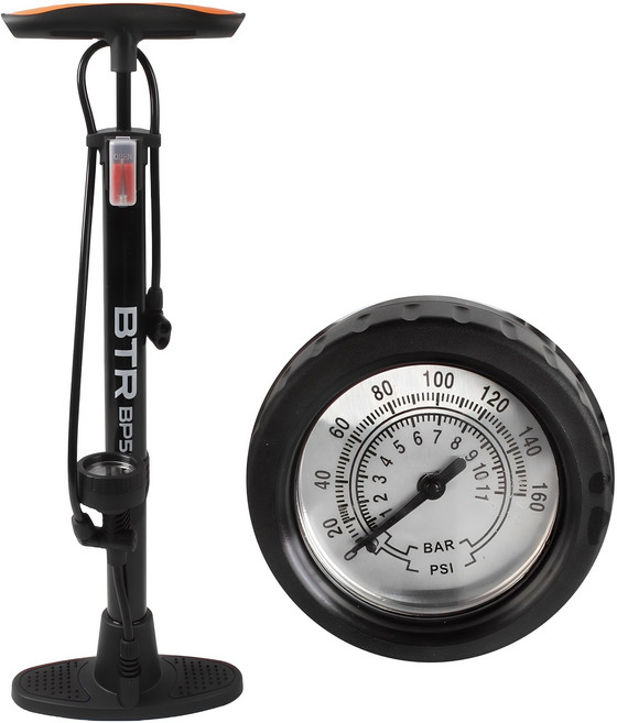 BTR 자전거 펌프 에어 공기 주입기 BP-50, 블랙, 1개