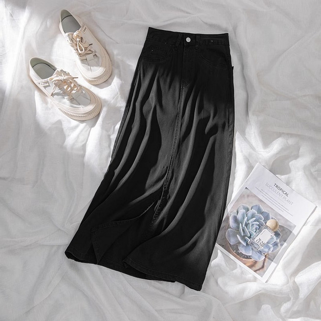 Beelski 여성 데님 하프 스커트 캐주얼 스타일 고양이 세미 롱 스커트 봄 여름 데일리 착용 가능 AC201