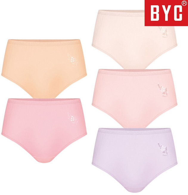 BYC 여성 순면 삼각 팬티 5매입 맥시팬티 할머니팬티