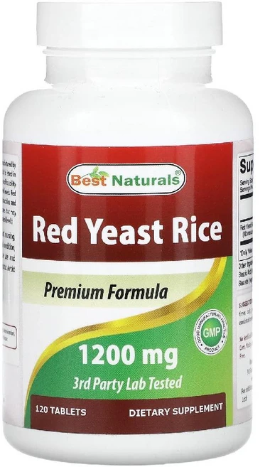 베스트내추럴스 홍국 쌀 추출물 Red Yeast Rice 1200mg 타블렛 120정 - 쿠팡