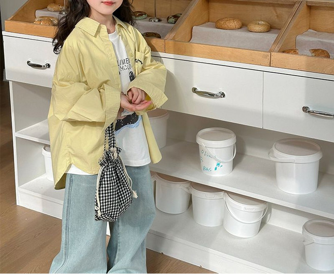 Toruva어린이 봄철 심플 긴팔 셔츠 편안한 캐주얼룩14세 이상