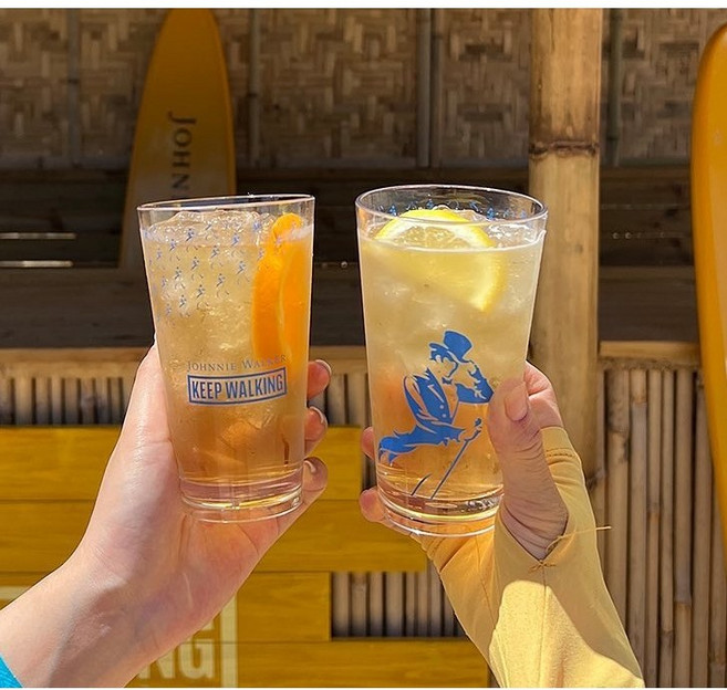 조니워커 하이볼잔 블루 스트라이딩맨 위스키 맥주 컵, 1개