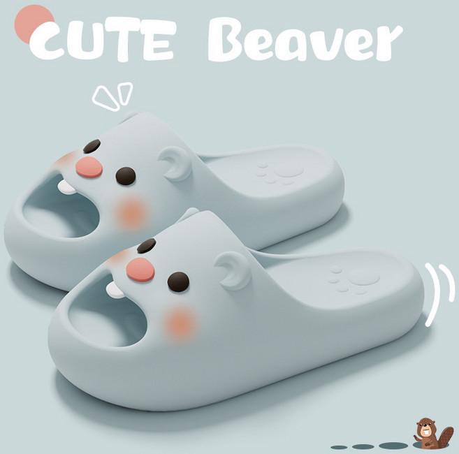 LOOPY 露比 海狸造型厚底室內拖鞋 可愛loopy小海狸 藍色 EVA正品