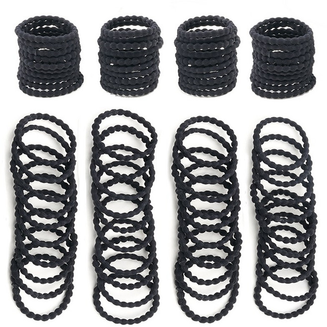 이쁨달다 도톰 짱짱 대용량 흑땅콩 머리끈 40p 세트 RK159