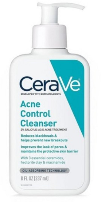 CeraVe 페이스 워시 여드름 트리트먼트 | 지성 피부용 정화 점토가 있는 살리실산 클렌저 블랙헤드 리무버 및 막힌 모공 제어 226.8g(8온스), 8 Fl Oz (Pack of 1), 1개, 237ml