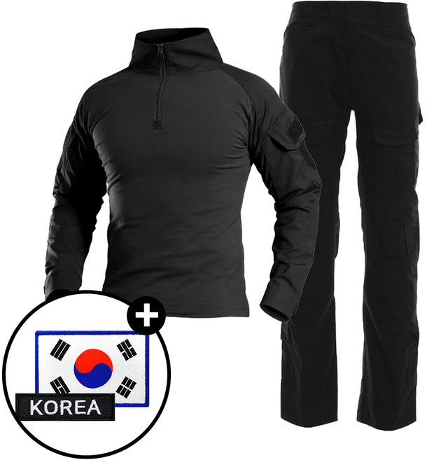 SET 택티컬 전술 컴뱃셔츠 긴팔+팬츠 세트 - 아웃도어 군인 간부 강철부대 캠핑 카고 바지
