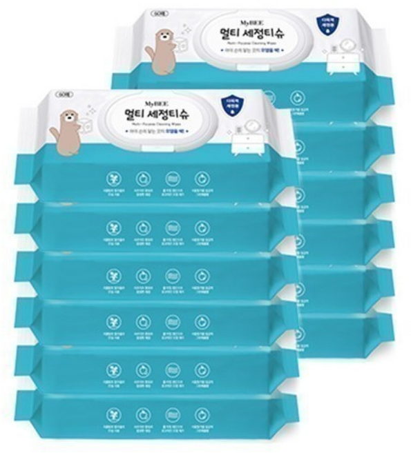 멀티세정티슈(살균소독티슈) 캡형 티슈 물티슈 화장지 휴지 소독티슈, 12세트