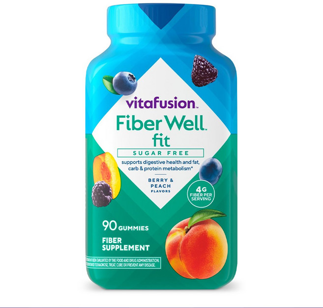 비타퓨전 파이버 웰 핏 베리 & 피치 구미, 1개, 90정