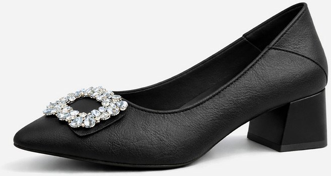 타니즈 루완스 스퀘어넥 큐빅 버클 미들 펌프스 힐 4.5cm