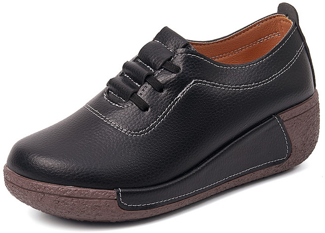 DarjinQD 여성 가죽 발편한 로퍼 포유 국민 통굽 키높이 슬립온5CM LFX-6130