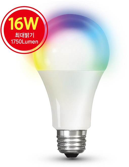 델플러스 스마트 풀컬러 전구 16W 최대 1750 Lumen 효율1등급 CRI 90이상 Wifi 원격제어 구글홈 연동, 기타색, 1개