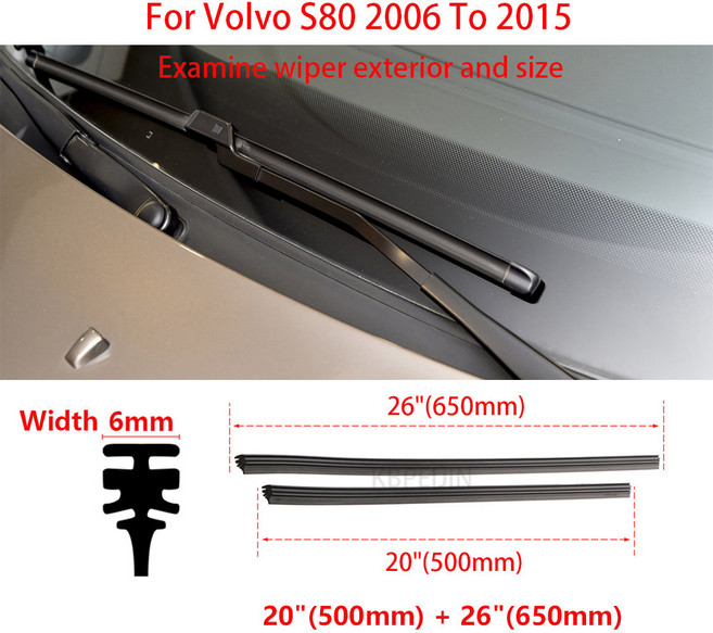 와이퍼 볼보 26 2007 블레이드 2006 자동차 리필 고무 세트 액세서리 20 S80 S80L 스트립, 20 and 26 1