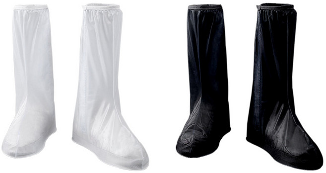 1+1 부츠형 롱 신발 방수 커버 집업 레인 슈즈 세트 덧신 장화 실리콘 미끄럼방지 장마철 지퍼 비 슈커버 비오는날, L사이즈, 1세트, R99811C(화이트+블랙