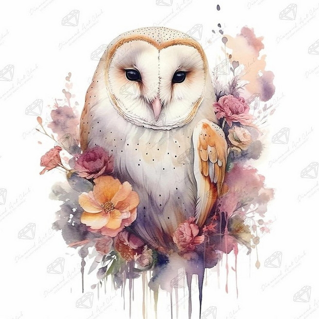 DIAMOND ART CLUB Bird of Joy 다이아몬드 페인팅 키트 성인용 재미있는 DIY 공예 라운드 아트 캔버스 22.8 x 33.8cm 9 13.5인치 13 189, Austere - Owl.