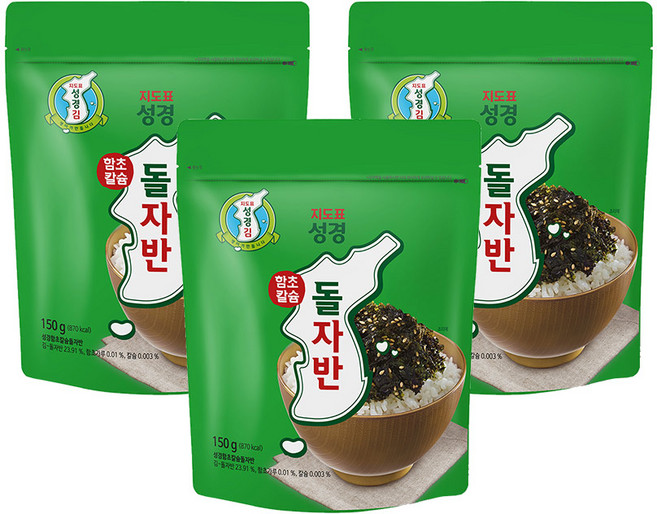 성경김 김자반 돌자반 영양 가득 함초칼슘자반 150g 3개, 성경김 김자반 돌자반 영양 가득 함초칼슘자반 150g,