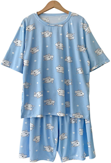 제니유 여름 잠옷 세트 반팔 홈웨어 파자마 여성 남성 주니어 빅사이즈