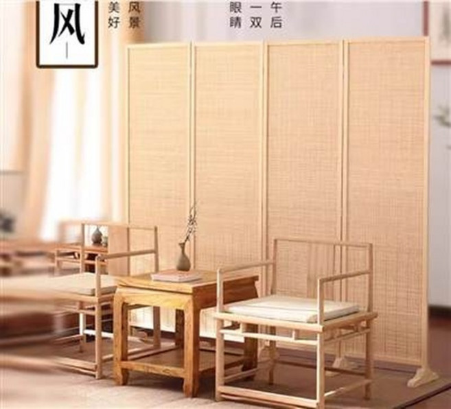 美風好景 屏風, 竹藤屏風實木屏障隔板隔間欄竹編簡易臥室客廳移動折疊遮擋板間隔
