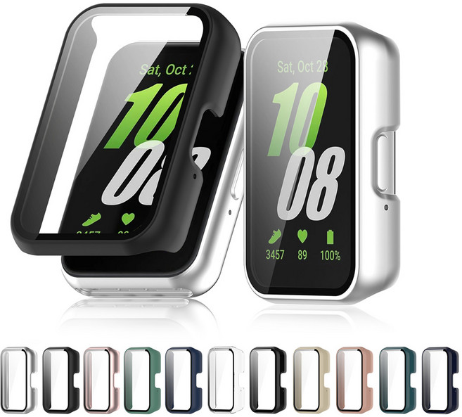 오르몽트 갤럭시핏3 풀커버 케이스 PC강화유리 풀커버 투명 클리어 매트블랙 강화유리 galaxy fit3, 갤럭시 핏3, 매트 블랙