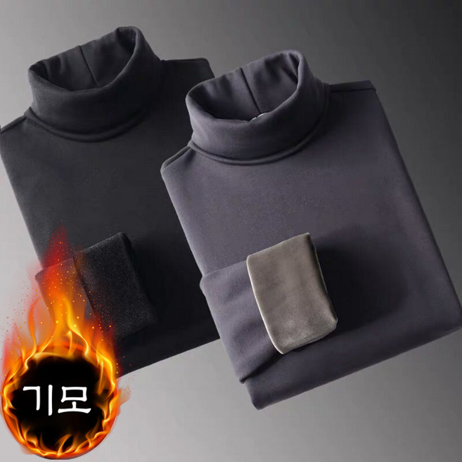 1+1중년 남성 폴라 니트 스웨터 가을 겨울 캐주얼 슬림핏 풀오버 터틀넥 보온 상의 남자 기모 도톰 니트 레깅스 폴라티 LJX