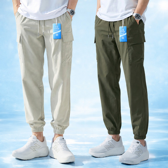 남자 냉감 카고 조거팬츠 여름 밴딩 스판 빅사이즈 바지