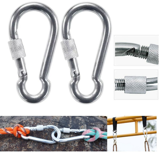 대형 카라비너 10cm 이중 안전 견고한 잠금 캠핑 산업 공사 현장 편리한 분실방지 텐트팩 타프, 1개