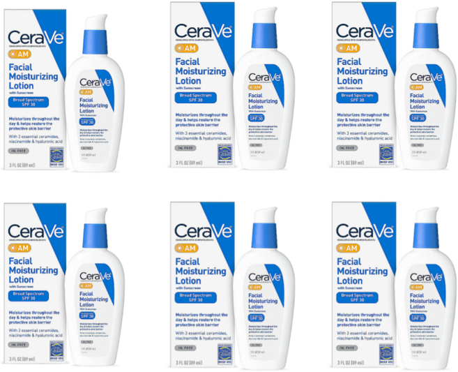 세라비 AM 페이셜 모이스춰라이징 로션 SPF30 오일프리 CeraVe AM Facial Moisturizing Lotion with Oil-Free, 89ml, 6개