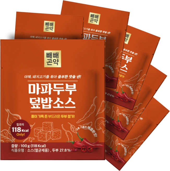 빼빼곤약 마파두부 덮밥소스 118칼로리 간편한 한끼, 6개, 100g