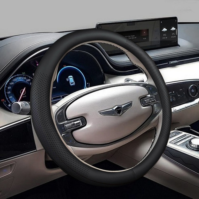 코지스 논슬립 차량 진짜 부드러운 가죽 핸들커버, O형