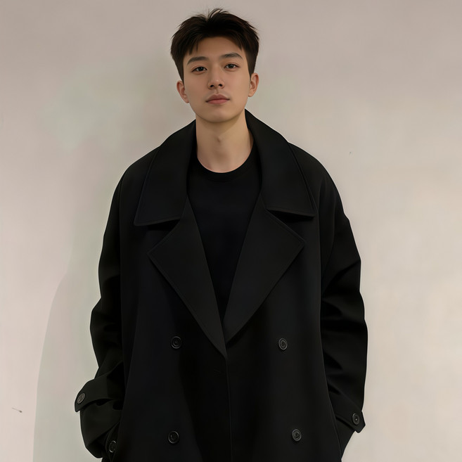 헤스루 남자 가을 트렌치코트 남성 더블버튼 롱 코트