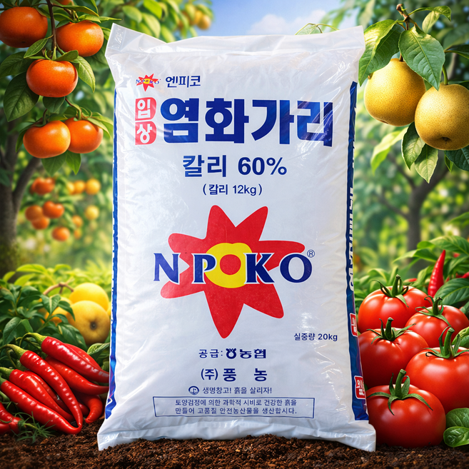 자재스토어 염화가리 비료 20kg 국산 수용성 칼륨 농업용 입상 칼슘 칼리 +전용장갑세트, 1개